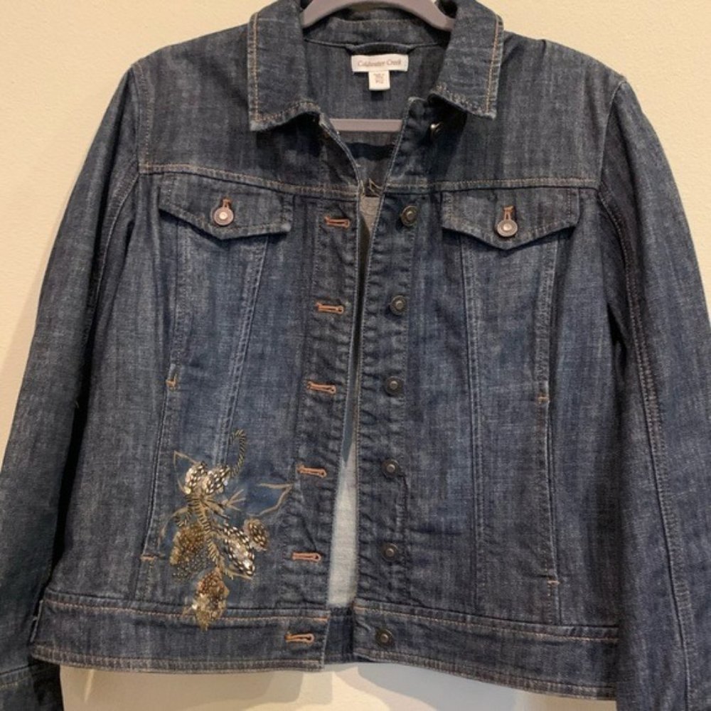 Coldwater Creek: Stylish Blue Denim Jacket with Beautiful Bead Accents